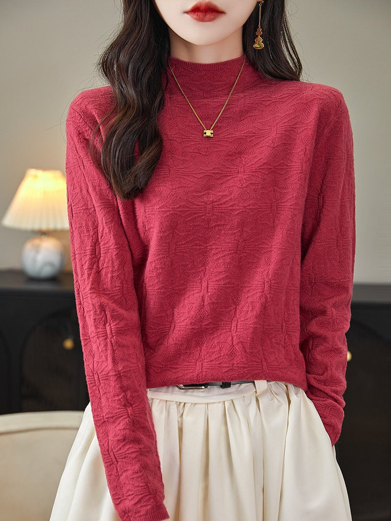 Damen Strukturiertes Feinstrick-Longsleeve mit Stehkragen und kastiger Silhouette Drune