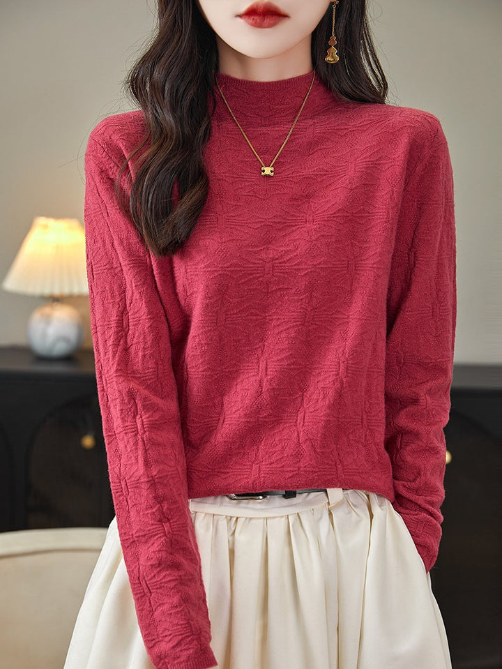 Damen Strukturiertes Feinstrick-Longsleeve mit Stehkragen und kastiger Silhouette Drune