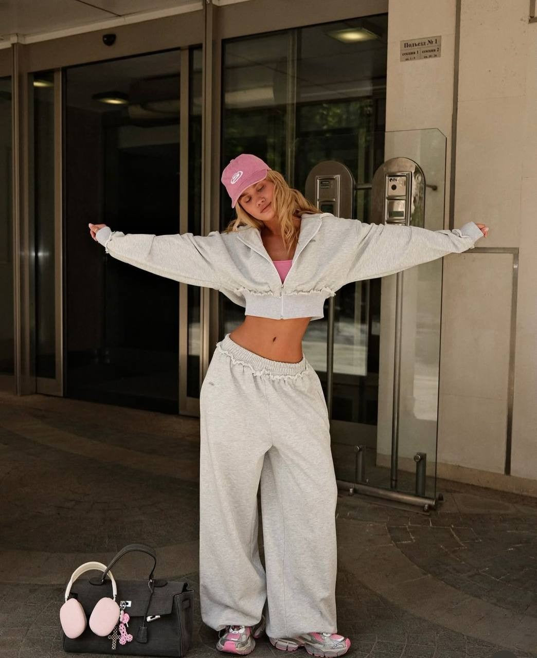 Damen lässiges cropped Set mit weitem Schnitt und elastischem Bund Drune