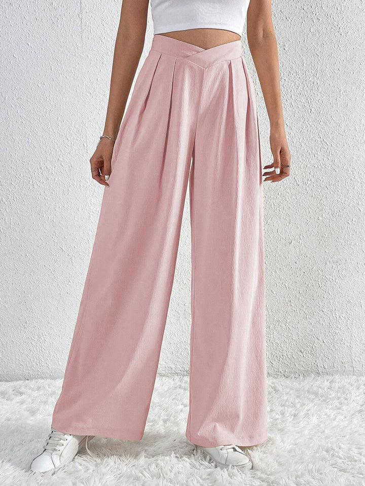 Damen hohe Bund Culotte-Hose mit Faltenlegung und weitem Bein Drune