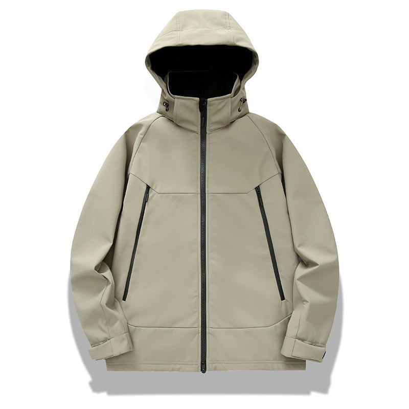 Herren Softshell-Outdoorjacke mit Kapuze wind- und wasserabweisend Drune