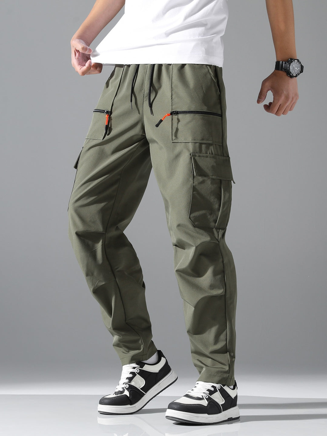 Herren Bequeme Cargo-Hose mit elastischem Bund Drune