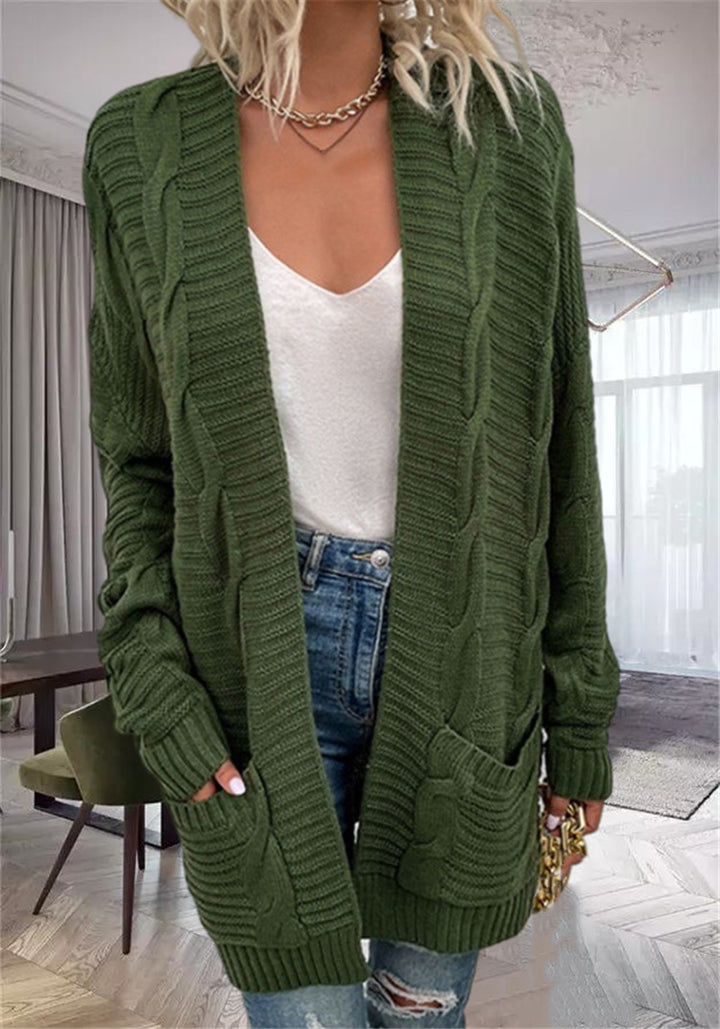 Damen Grobstrick-Cardigan mit strukturierten Ärmeln und tiefen Taschen Drune