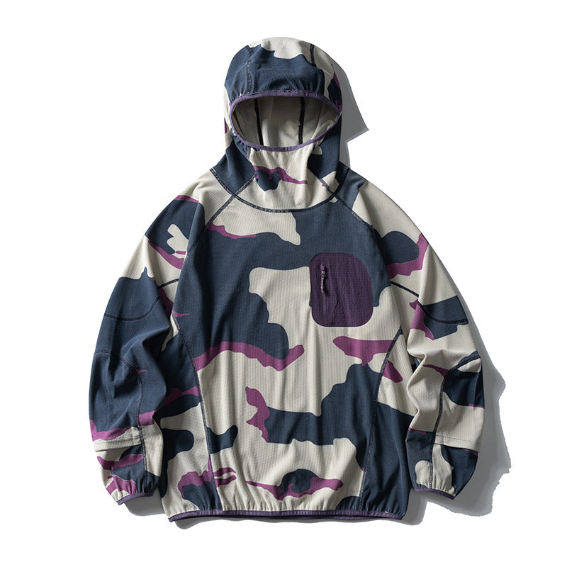 Unisex Leichte technische Kapuzen-Pullover-Windjacke mit Brust-Reißverschlusstasche und elastischem Saum Drune