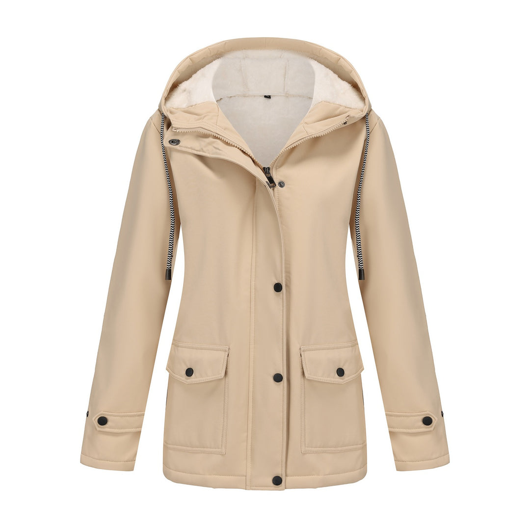 Damen nan wasserabweisender Parka mit Teddyfutter verstellbarer Kapuze und aufgesetzten Taschen Drune