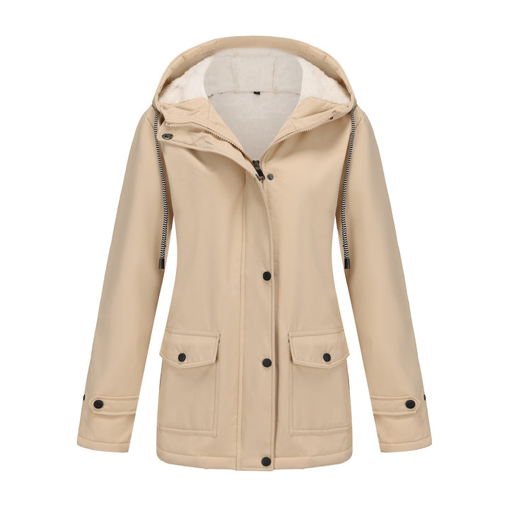 Damen nan wasserabweisender Parka mit Teddyfutter verstellbarer Kapuze und aufgesetzten Taschen Drune