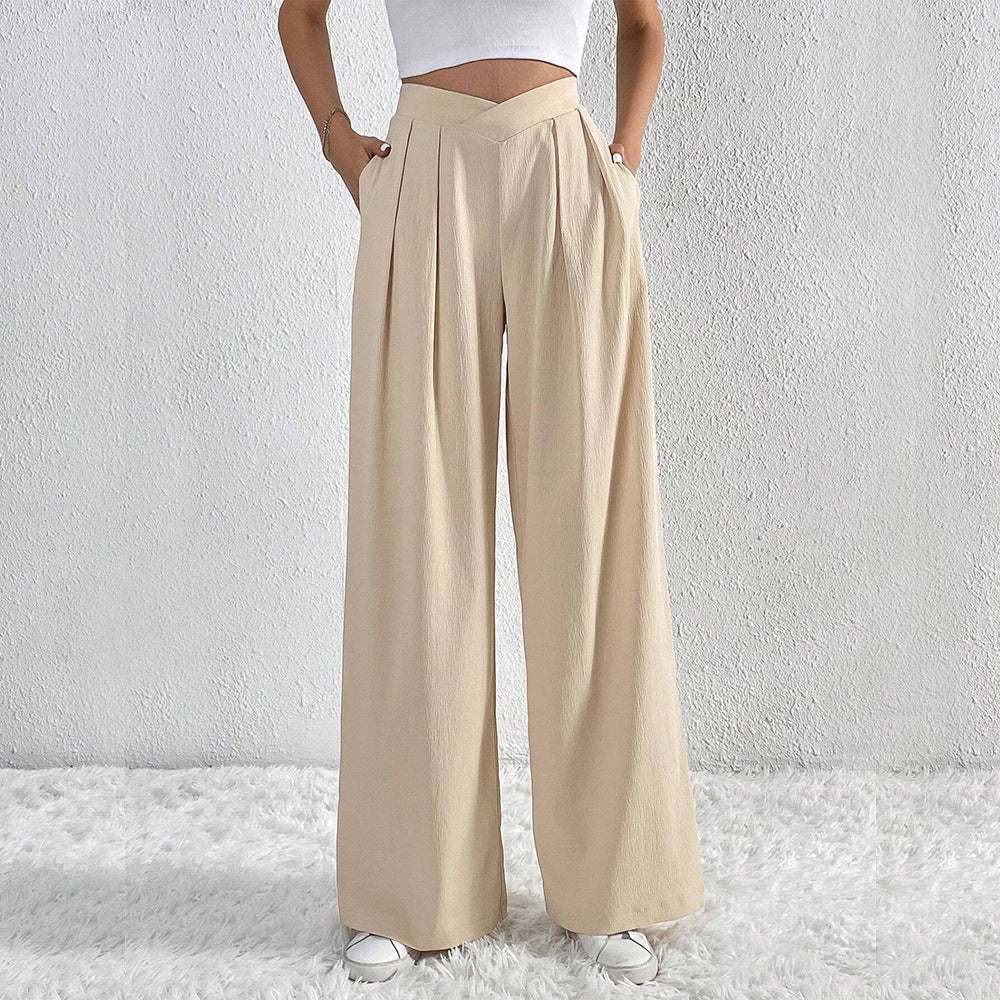 Damen hohe Bund Culotte-Hose mit Faltenlegung und weitem Bein Drune
