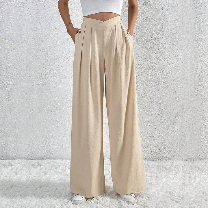 Damen hohe Bund Culotte-Hose mit Faltenlegung und weitem Bein Drune
