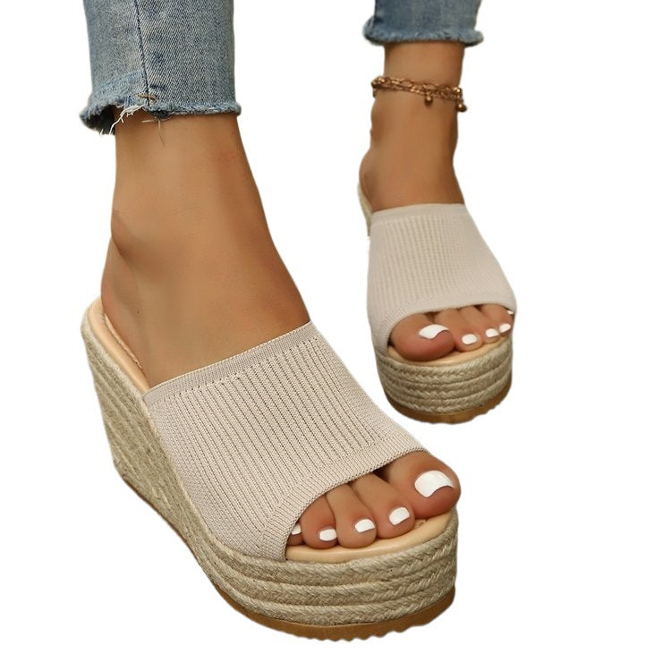 Damen Wedge-Sandaletten mit weichem Obermaterial und bequemer Sohle Drune