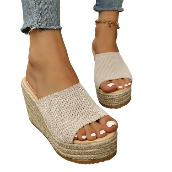 Damen Wedge-Sandaletten mit weichem Obermaterial und bequemer Sohle Drune