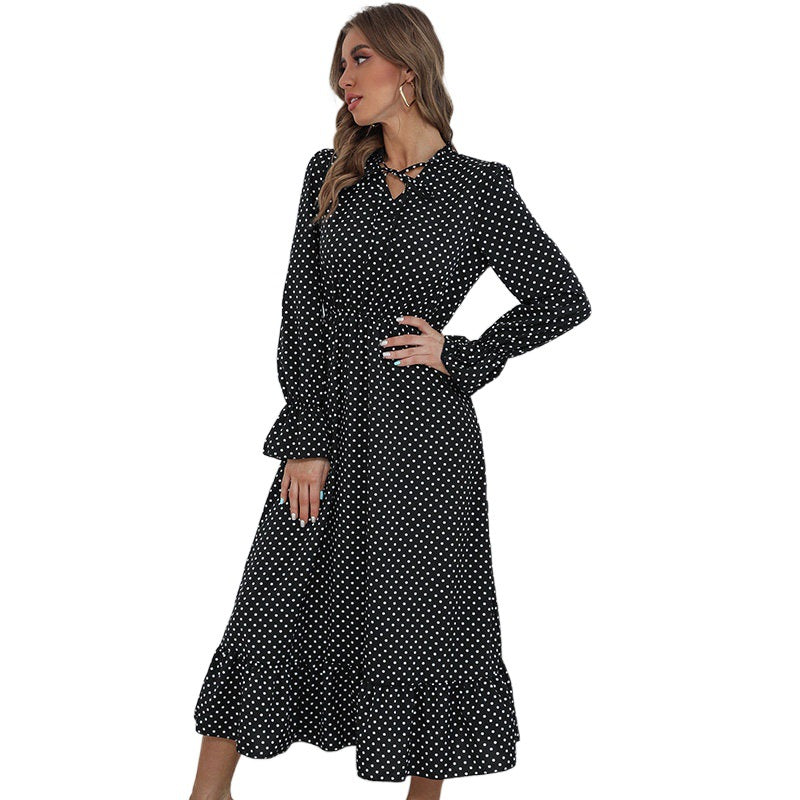 Damen Elegantes Midikleid mit Punktmuster Drune