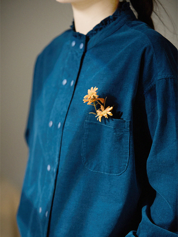 Damen Lässige Bluse mit Rüschensaum Drune