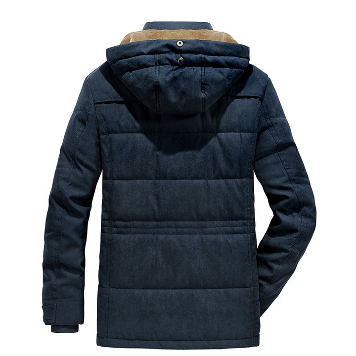 Herren nan isolierte Kapuzen-Fieldjacke mit Cord-Innenfutter, gesteppter Thermoisolierung und multifunktionalen Taschen Drune