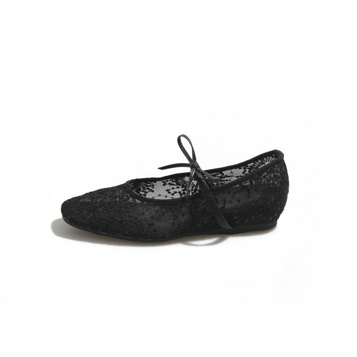 Damen Ballerinas mit zartem Spitzen-Design und eleganter Schleifenverzierung Drune