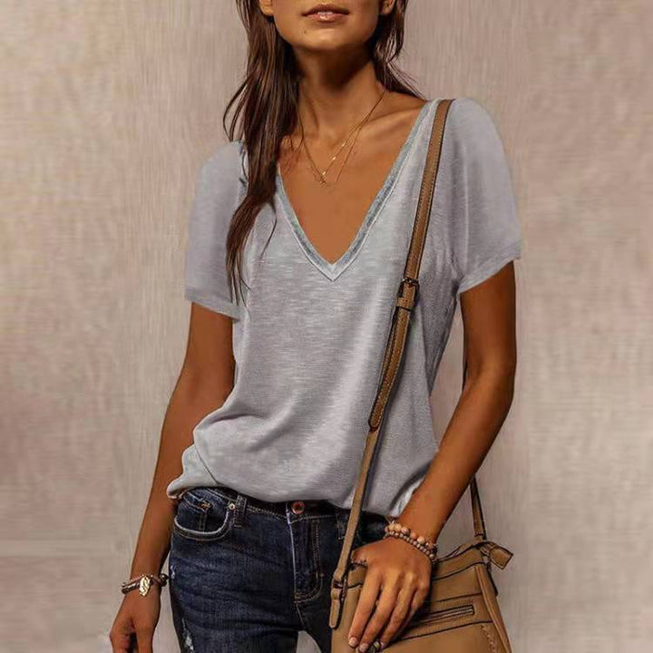 Damen V-Ausschnitt T-Shirt Drune