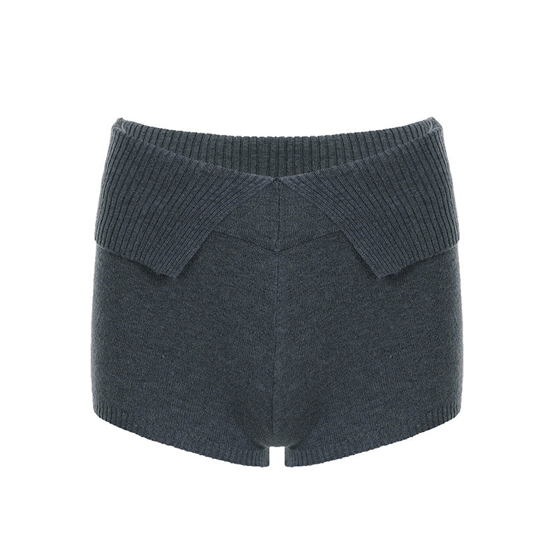 Damen Short mit hohem, komfortablem Bund und strukturiertem Strickdesign Drune