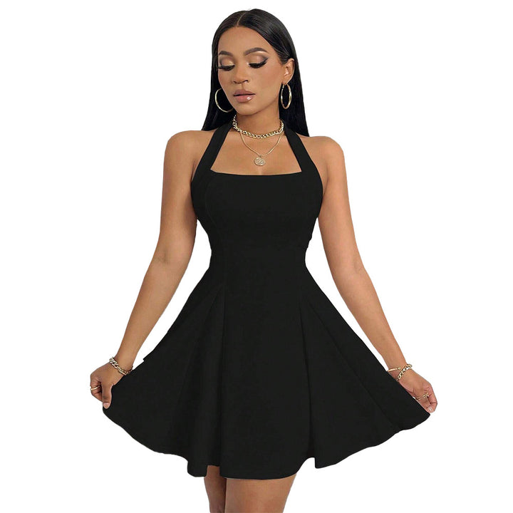 Damen A-Linien Abendkleid mit tiefem Ausschnitt und schwingendem Saum Drune