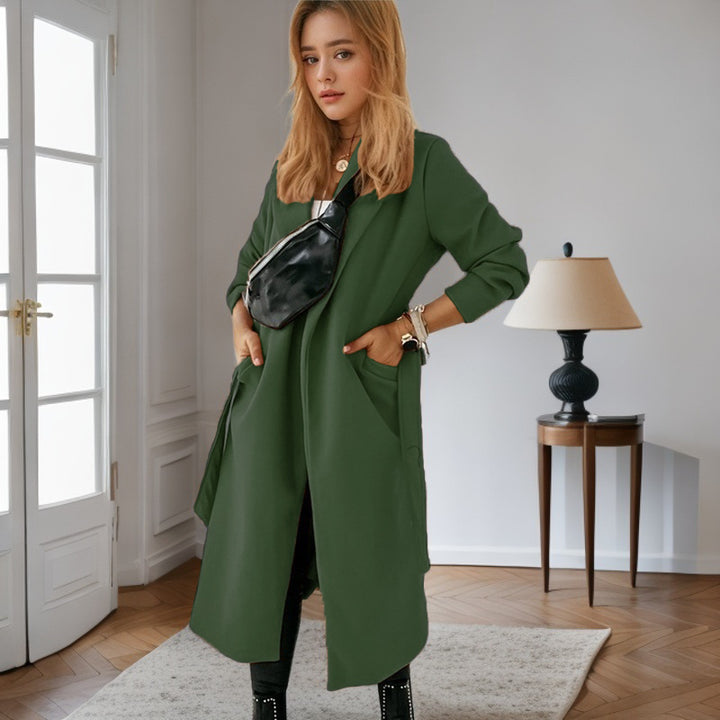 Damen modischer Longblazer mit praktischem Taschen Drune