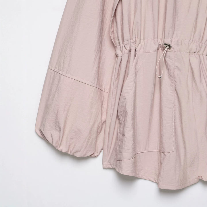 Damen Wasserabweisende Oversize-Parka mit Taillenraffung und Ballonärmeln Drune
