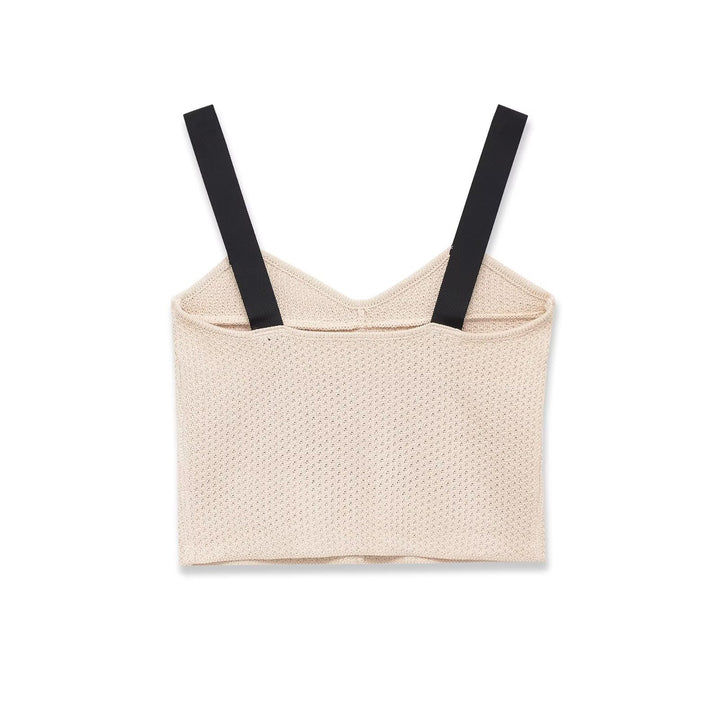 Damen Crop-Top mit elegantem V-Ausschnitt und raffinierter Struktur Drune