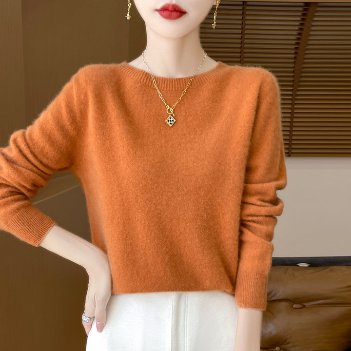 Damen Lockerer Feinstrick-Pullover mit Rundhalsausschnitt und flauschiger Angora-Optik Drune