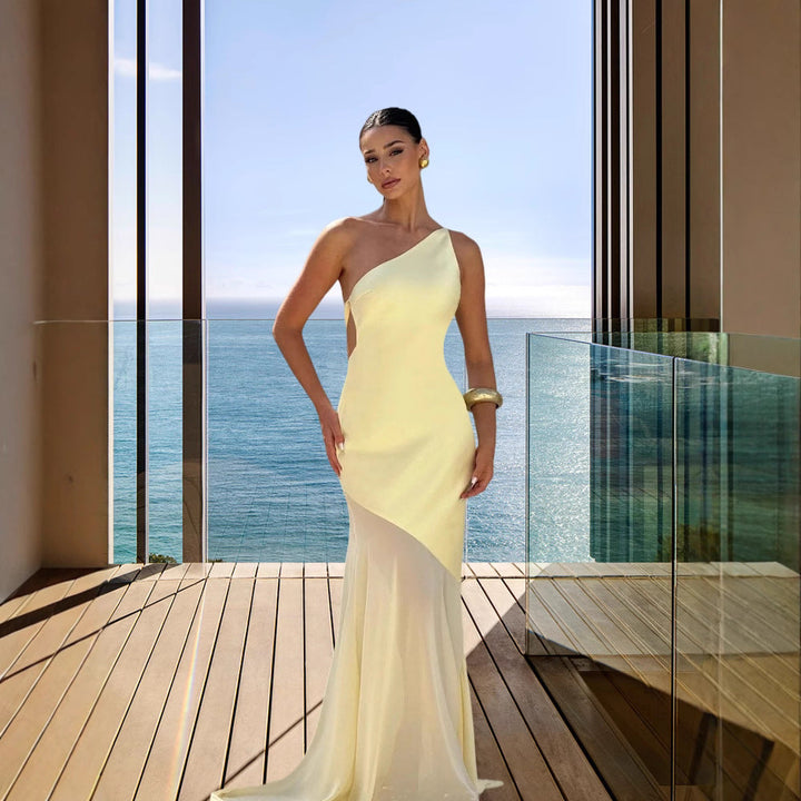 Damen asymmetrisches Abendkleid Drune