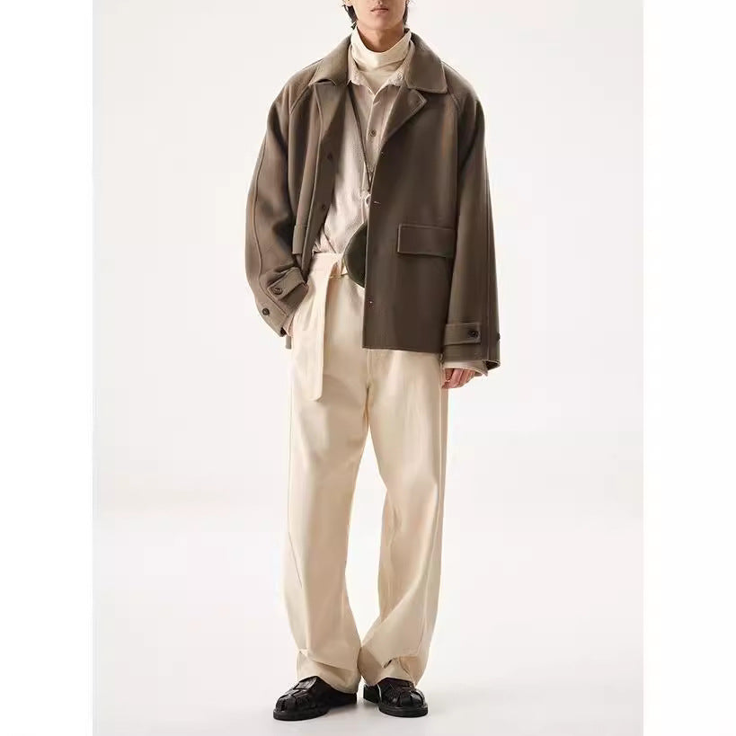 Herren Kurzjacke aus Wollmix im Oversized-Schnitt mit Umschlagkragen Drune
