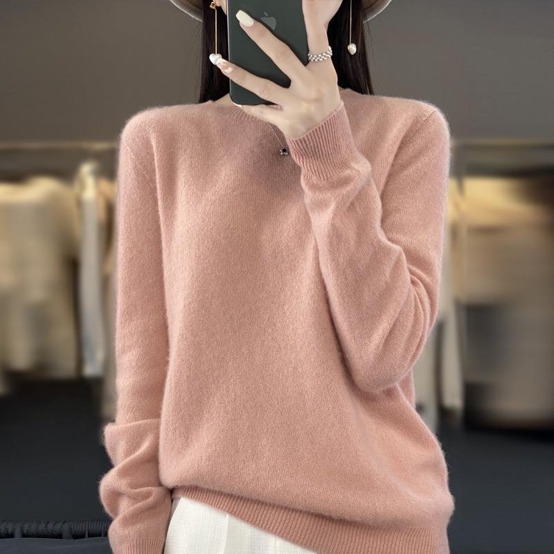 Damen Lockerer Feinstrick-Pullover mit Rundhalsausschnitt und flauschiger Angora-Optik Drune