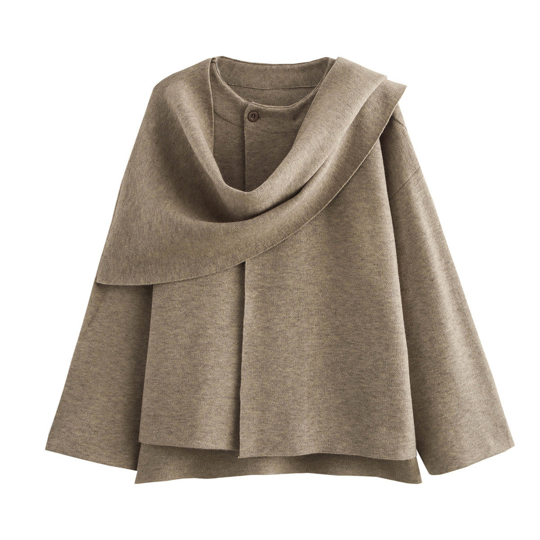 Damen asymmetrische ponchoartige Jacke aus weichem Material Drune