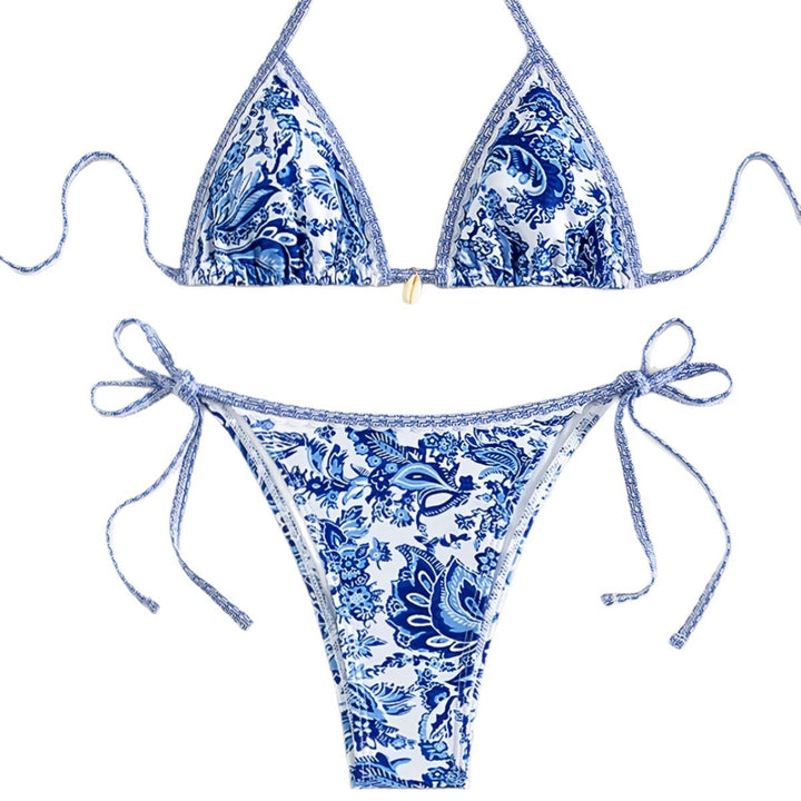 Damen Triangel-Bikini mit floralen Mustern Drune