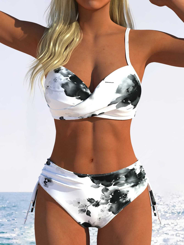 Damen Bikini-Set mit geometrischem Design und verstellbarem Bund Drune