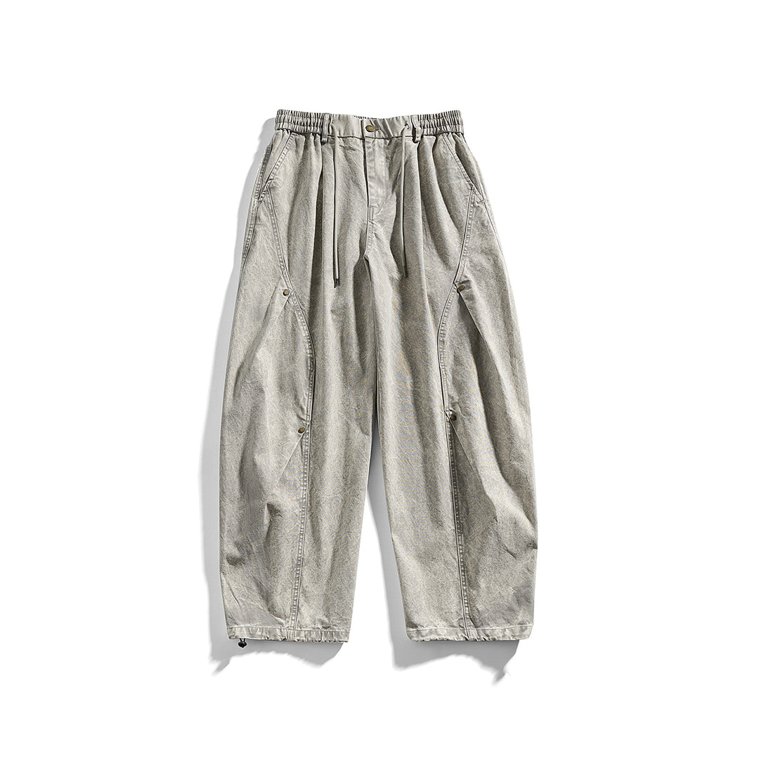 Herren weite Baumwoll-Cargohose mit Elastikbund, Kordelzug und Utility-Details Drune
