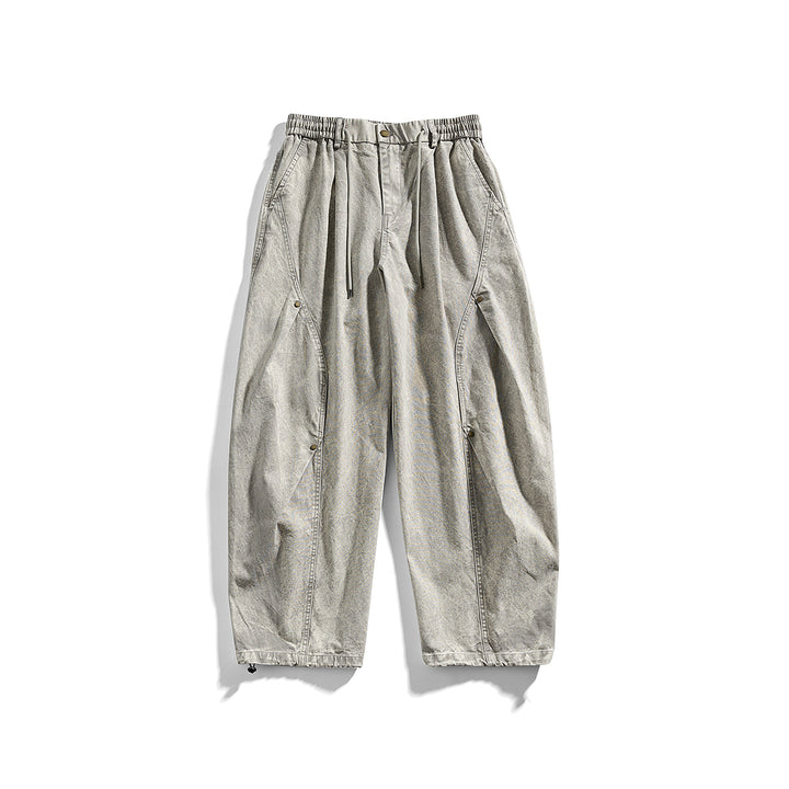 Herren weite Baumwoll-Cargohose mit Elastikbund, Kordelzug und Utility-Details Drune