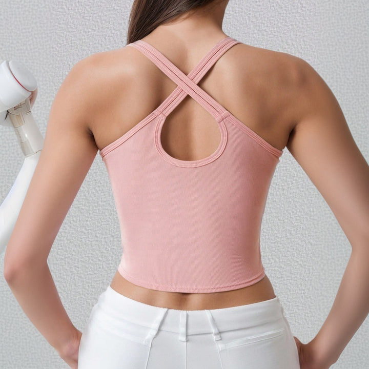 Damen Sportliches Crop-Top mit schmalen Spaghetti-Trägern Drune