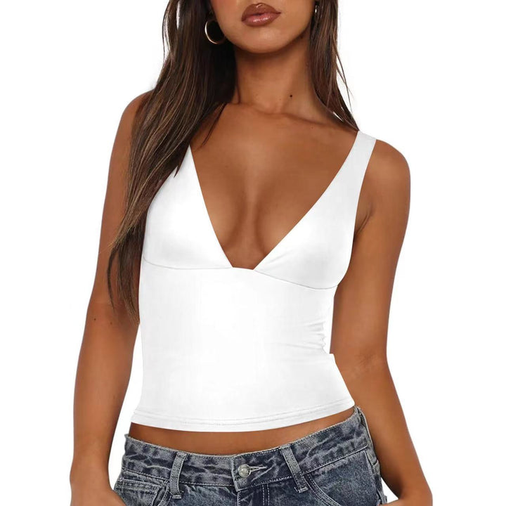 Damen figurbetontes V-Ausschnitt Top Drune
