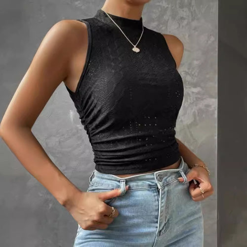 Damen Ärmelloses Top mit raffinierter Spitzendetail Drune