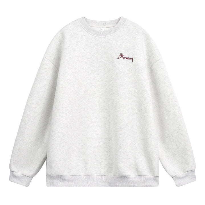 Unisex Minimalistisches Boxy-Sweatshirt mit kleinem Script-Logo und Fleece-Innenfutter Drune