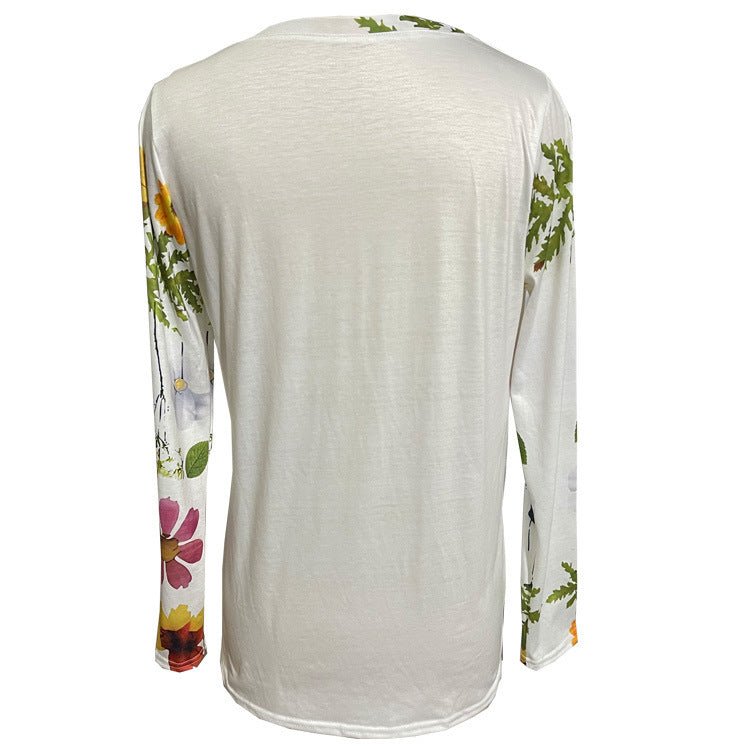 Drune | Floral Rundhalsausschnitt T-Shirt