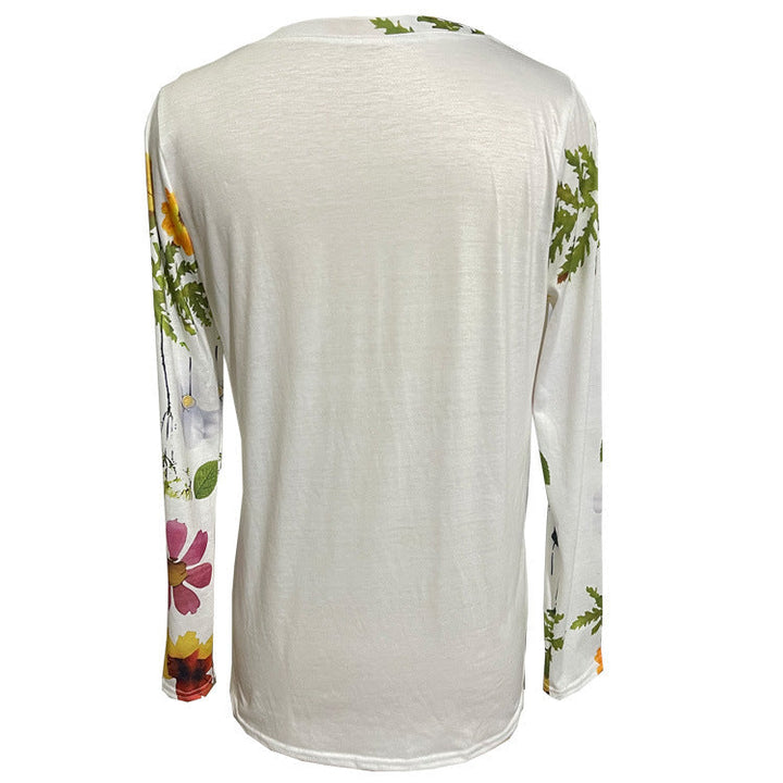 Drune | Floral Rundhalsausschnitt T-Shirt