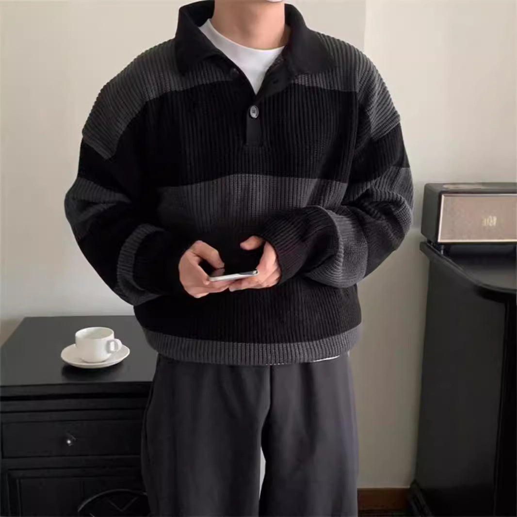Herren Strukturierter Grobstrickpullover mit Stehkragen Drune