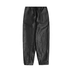 Damen Lederimitat-Jogginghose mit elastischem Bund und Tunnelzug Drune