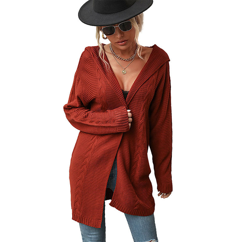 Damen Lange Strickjacke im Feinstrick mit Zopfmuster und lässiger Longline‑Passform Drune