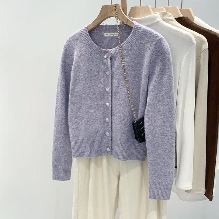 Damen Kuschelige Strickjacke mit feinem Knopfdesign Drune