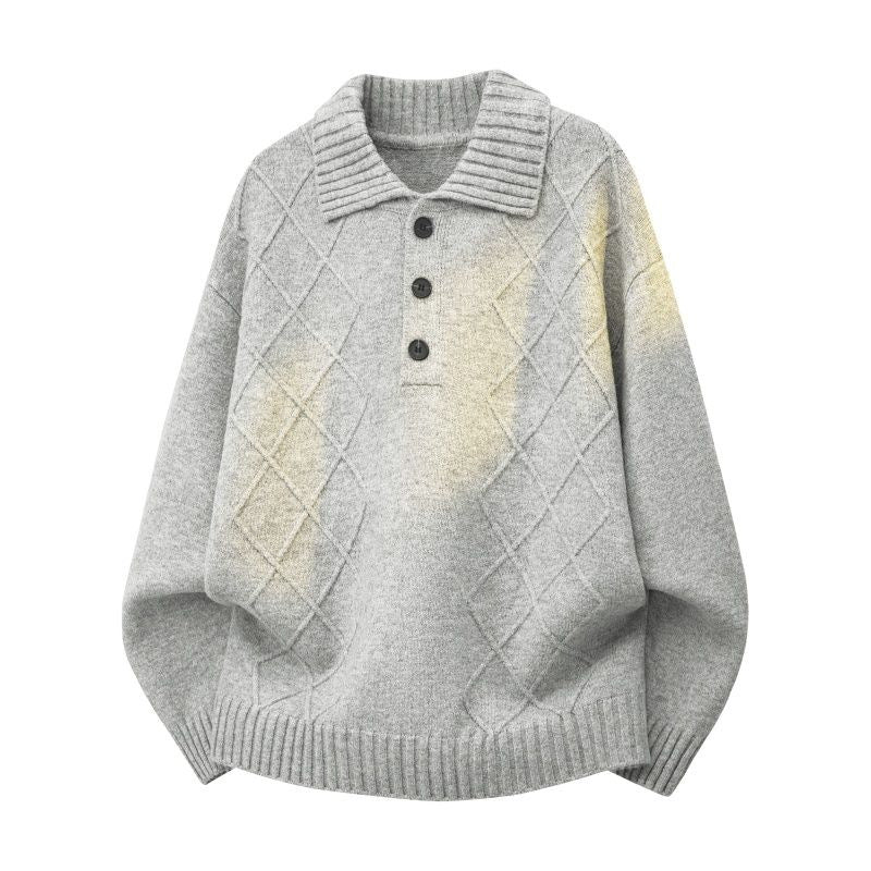 Damen Strickpullover mit Polokragen und Rautenstruktur Drune