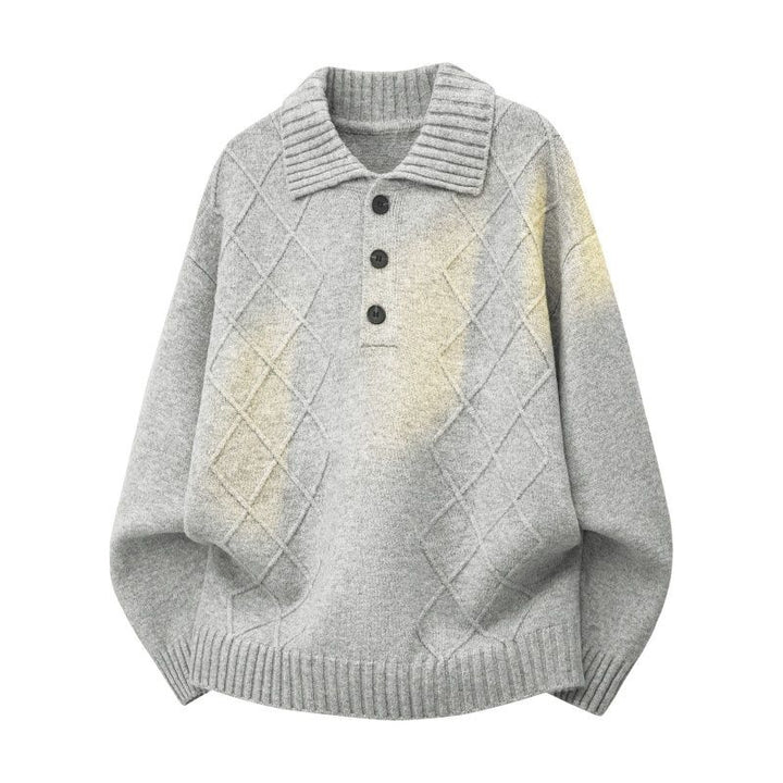 Damen Strickpullover mit Polokragen und Rautenstruktur Drune