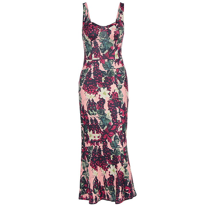 Damen Elegantes Maxikleid mit floralem Print und feminine Passform Drune
