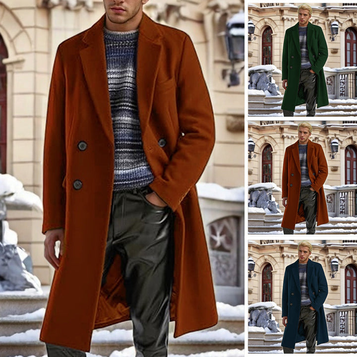 Herren eleganter doppelreihiger Wollmantel Drune
