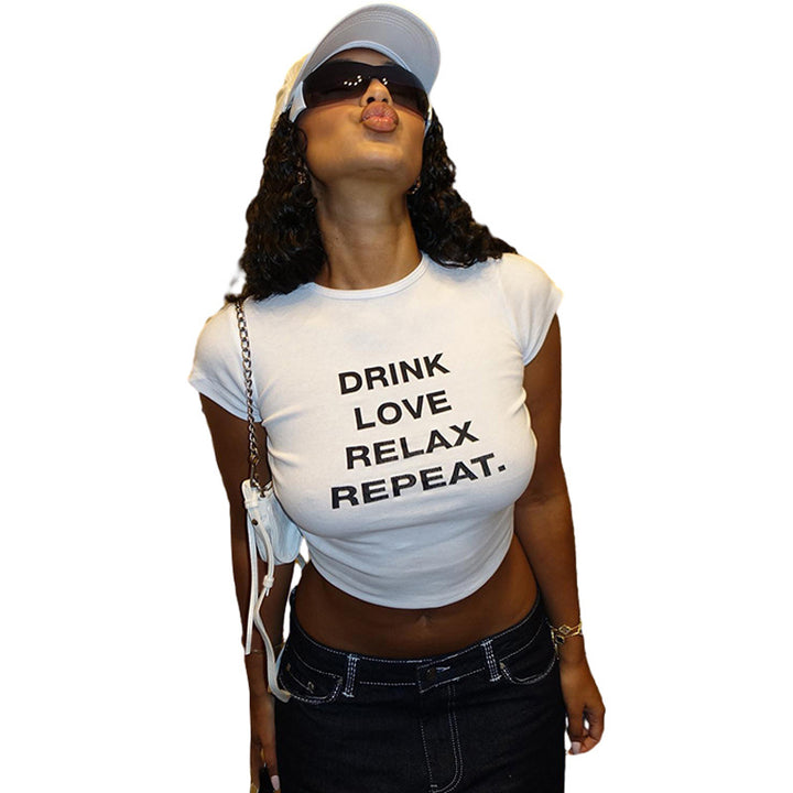 Damen cropped T-Shirt mit Motivdruck Drune