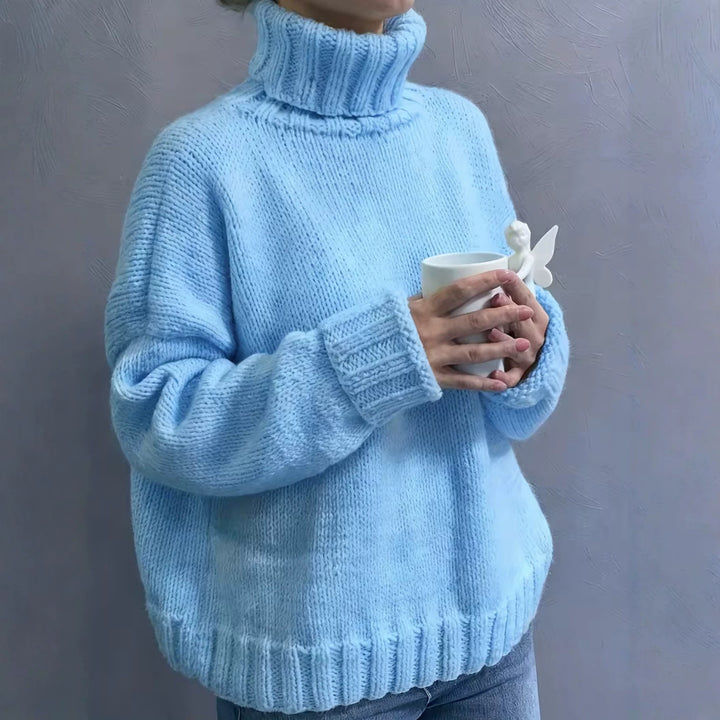 Damen Oversize-Rollkragenpullover im Fluffy-Mix mit breiten gerippten Bündchen Drune