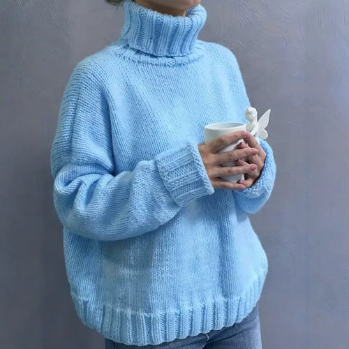 Damen Oversize-Rollkragenpullover im Fluffy-Mix mit breiten gerippten Bündchen Drune